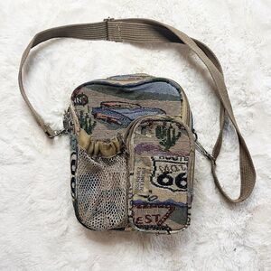 Vintage Pioneer Express Route 66 Tapestry Crossbody Canvas‎ Bag